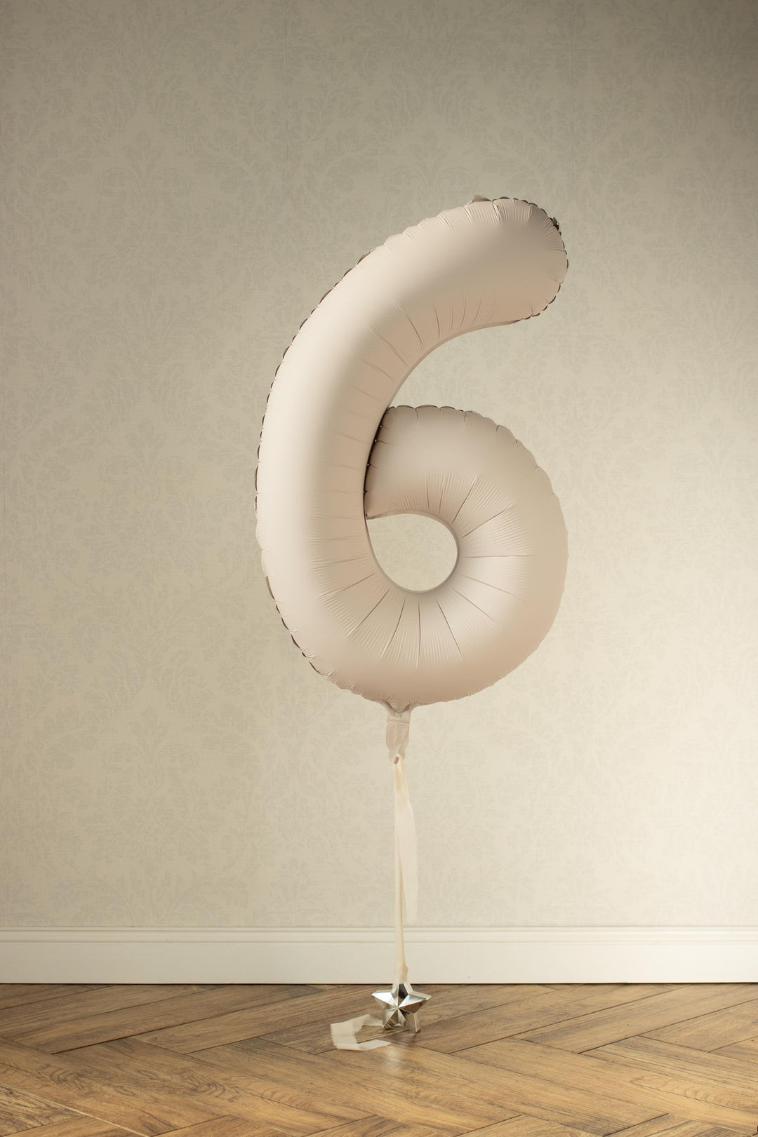 Beige Number 6 Balloon 86cm / 34" - Large Matt Light Beige Foil Mylar Digit - 16th Cream Birthday Balloon - 6th - Anniversary Party Supplies - Jolie Fete UK