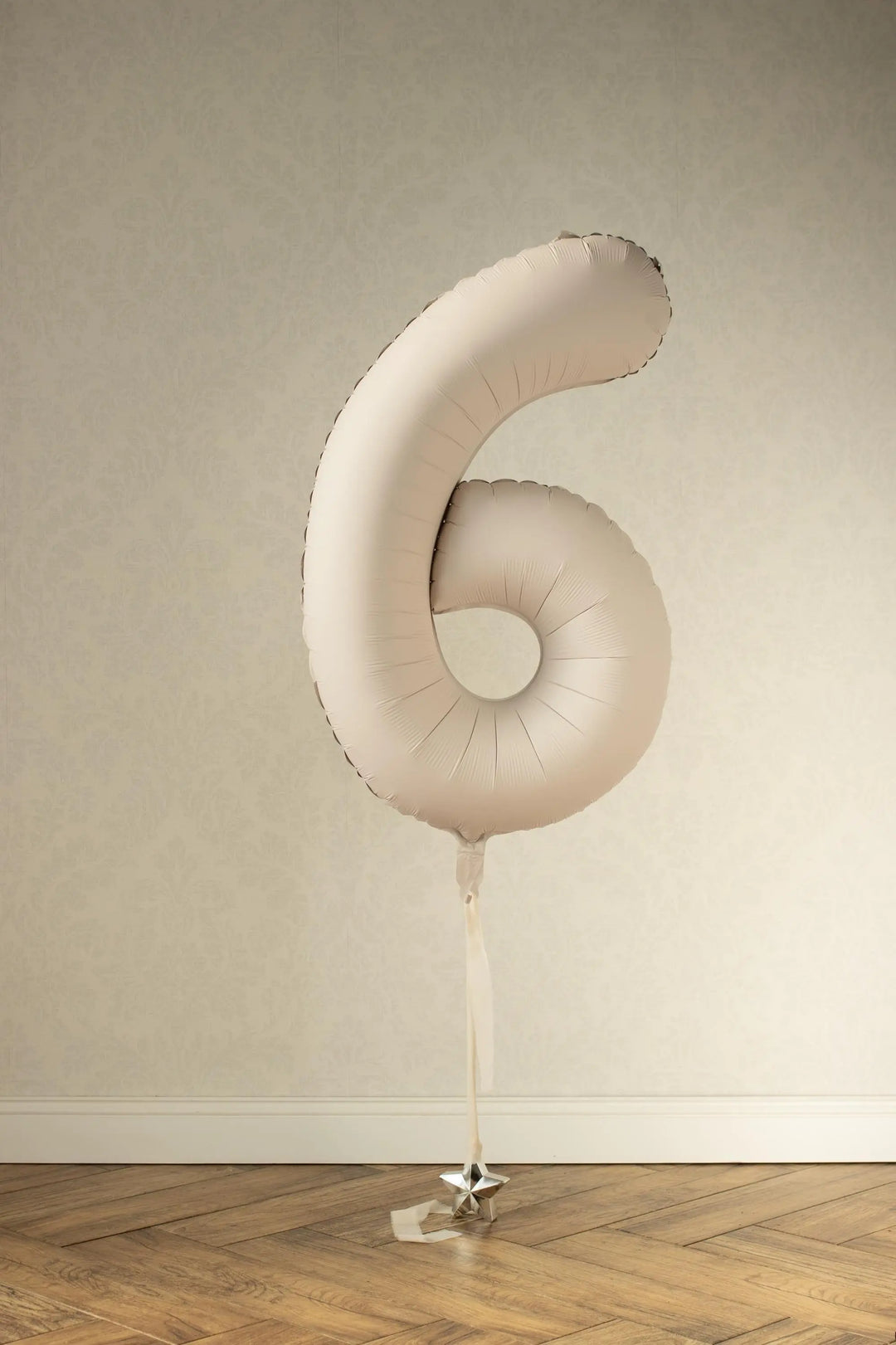 Beige Number 6 Balloon 86cm / 34" - Large Matt Light Beige Foil Mylar Digit - 16th Cream Birthday Balloon - 6th - Anniversary Party Supplies - Jolie Fete UK