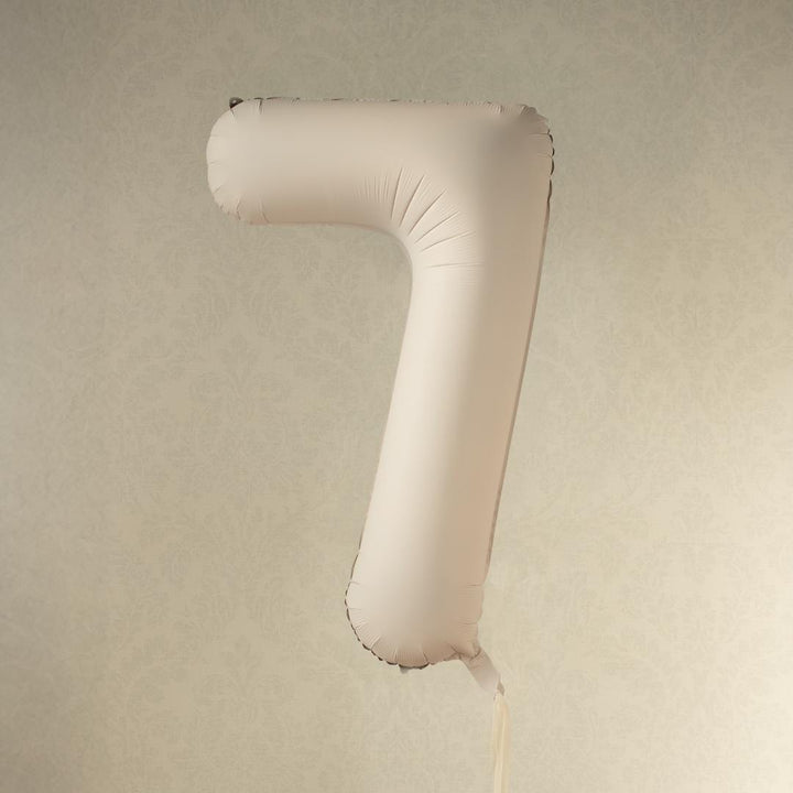 Beige Number 7 Balloon 86cm / 34" - Large Matt Light Beige Foil Mylar Digit - 70th Cream Birthday Balloon - 7th - Anniversary Party Supplies - Jolie Fete UK