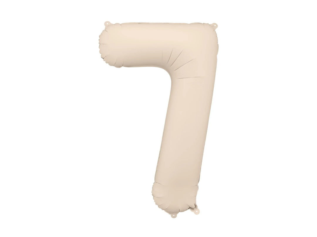 Beige Number 7 Balloon 86cm / 34" - Large Matt Light Beige Foil Mylar Digit - 70th Cream Birthday Balloon - 7th - Anniversary Party Supplies - Jolie Fete UK