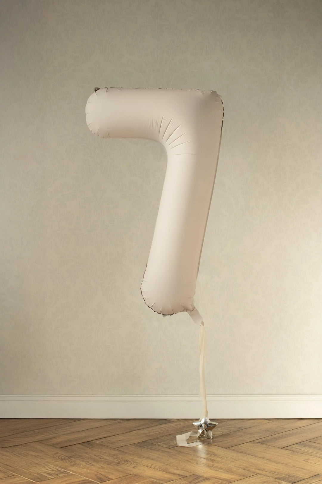 Beige Number 7 Balloon 86cm / 34" - Large Matt Light Beige Foil Mylar Digit - 70th Cream Birthday Balloon - 7th - Anniversary Party Supplies - Jolie Fete UK