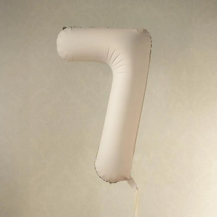 Beige Number 7 Balloon 86cm / 34" - Large Matt Light Beige Foil Mylar Digit - 70th Cream Birthday Balloon - 7th - Anniversary Party Supplies - Jolie Fete UK