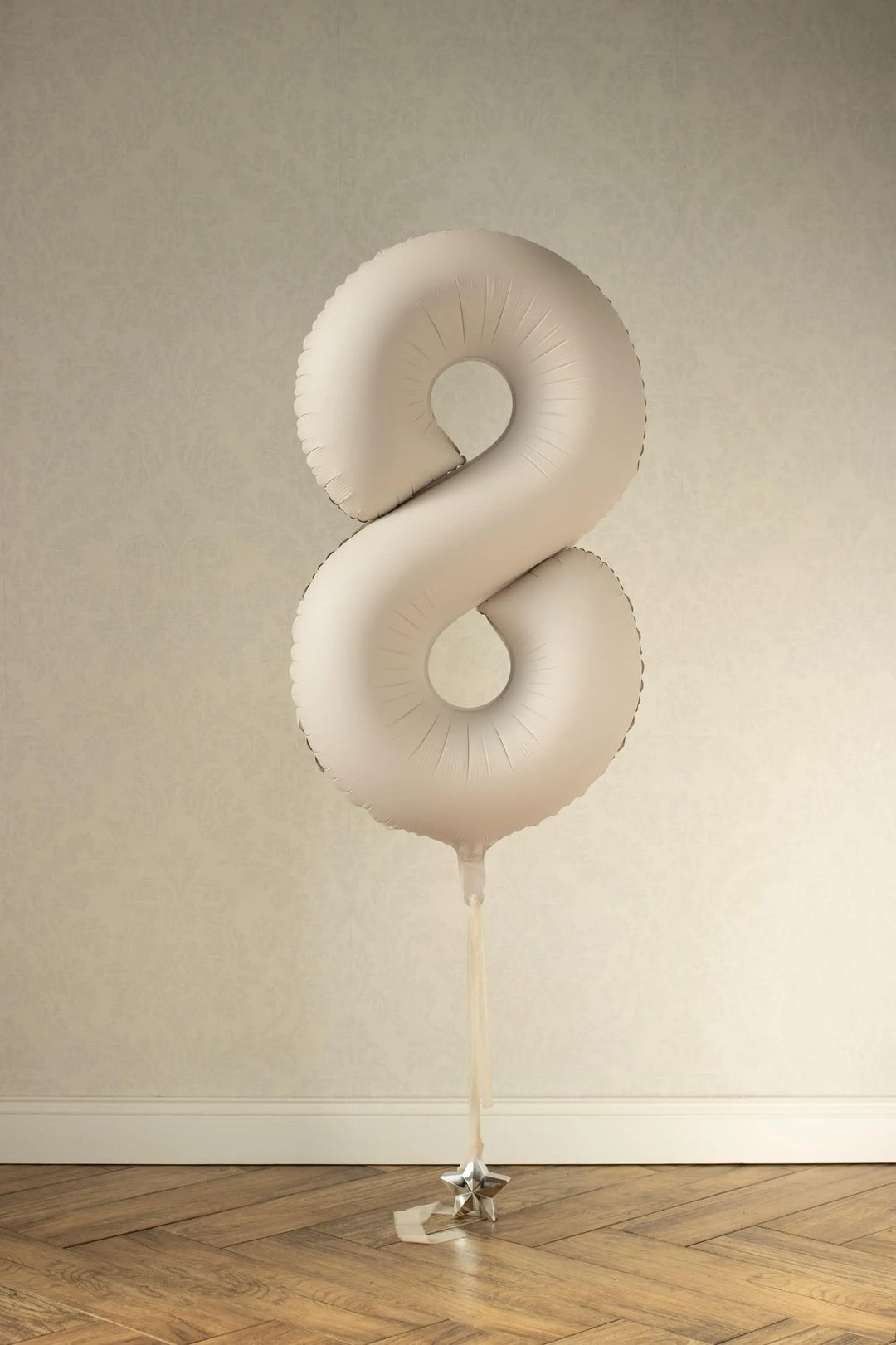 Beige Number 8 Balloon 86cm / 34" - Large Matt Light Beige Foil Mylar Digit - 18th Cream Birthday Balloon - 8th - Anniversary Party Supplies - Jolie Fete UK