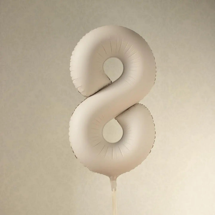 Beige Number 8 Balloon 86cm / 34" - Large Matt Light Beige Foil Mylar Digit - 18th Cream Birthday Balloon - 8th - Anniversary Party Supplies - Jolie Fete UK
