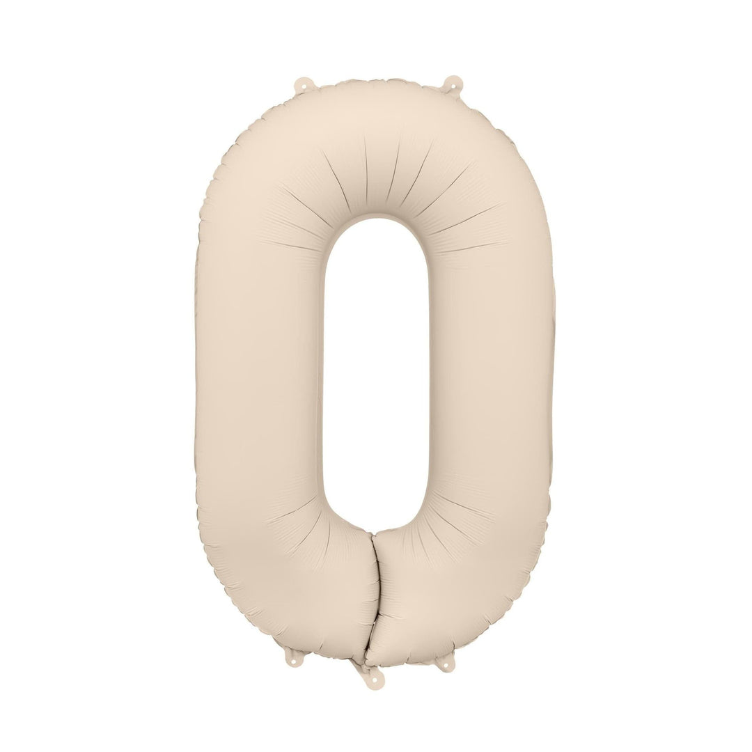 Beige Number 0 Balloon 86cm / 34" - Large Matt Light Beige Foil Digit - 10th Cream Birthday Balloon - Milestone - Anniversary Party Supplies - Jolie Fete UK