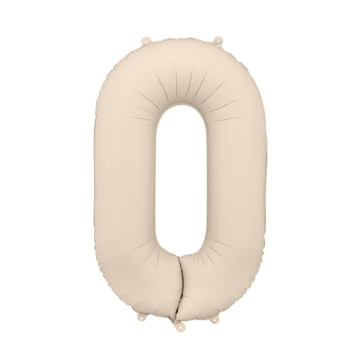 Beige Number 0 Balloon 86cm / 34" - Large Matt Light Beige Foil Digit - 10th Cream Birthday Balloon - Milestone - Anniversary Party Supplies - Jolie Fete UK