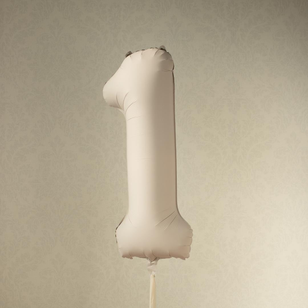 Beige Number 1 Balloon 86cm / 34" - Large Matt Light Beige Foil Mylar Digit - 21st Cream Birthday Balloon - 1st - Anniversary Party Supplies - Jolie Fete UK