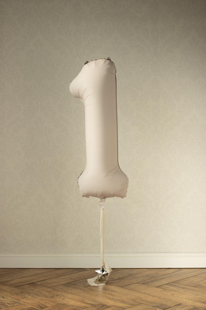 Beige Number 1 Balloon 86cm / 34" - Large Matt Light Beige Foil Mylar Digit - 21st Cream Birthday Balloon - 1st - Anniversary Party Supplies - Jolie Fete UK