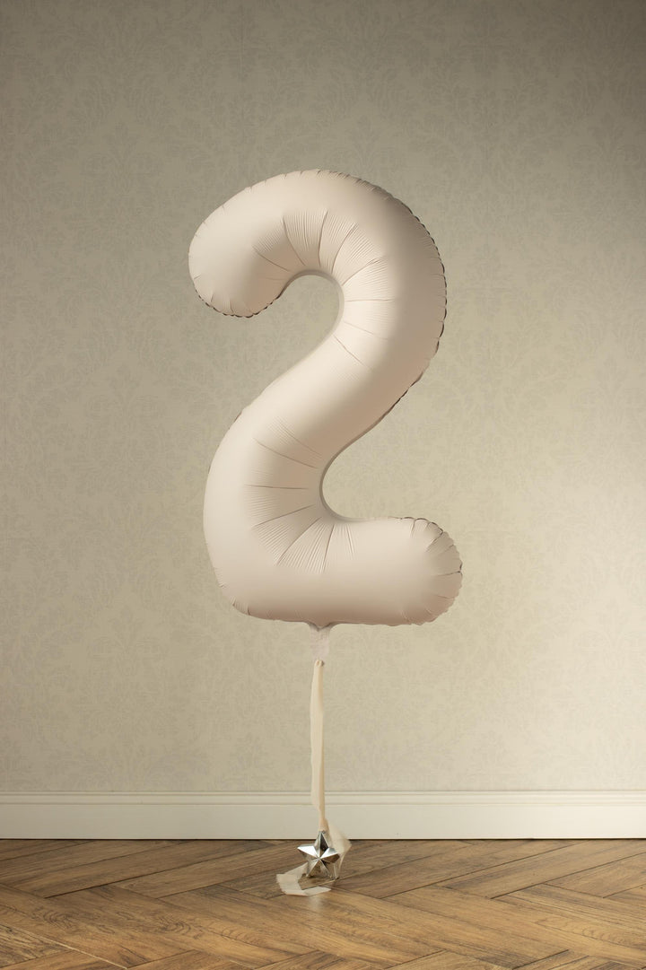 Beige Number 2 Balloon 86cm / 34" - Large Matt Light Beige Foil Mylar Digit - 21st Cream Birthday Balloon - 2nd - Anniversary Party Supplies - Jolie Fete UK