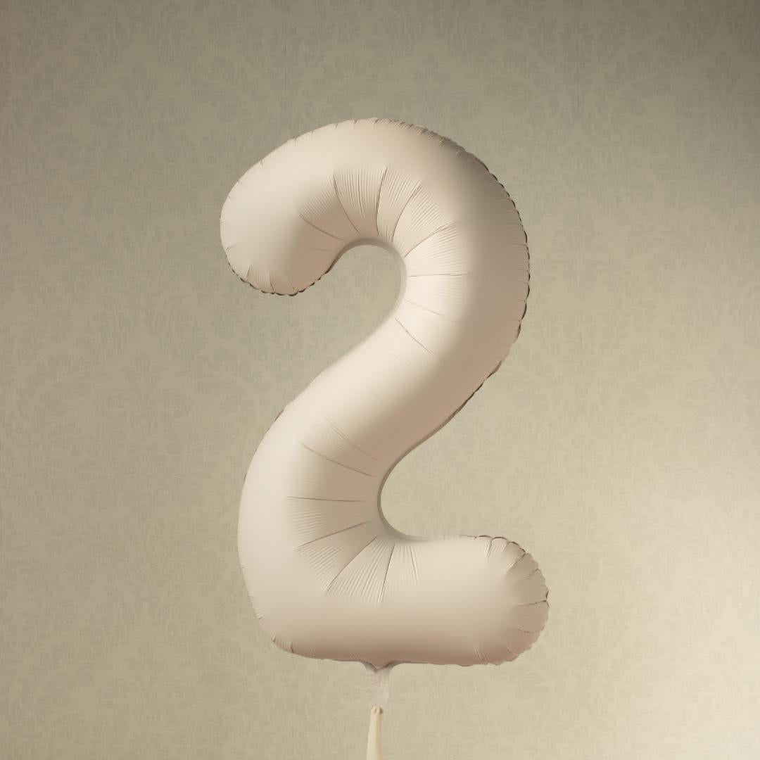 Beige Number 2 Balloon 86cm / 34" - Large Matt Light Beige Foil Mylar Digit - 21st Cream Birthday Balloon - 2nd - Anniversary Party Supplies - Jolie Fete UK