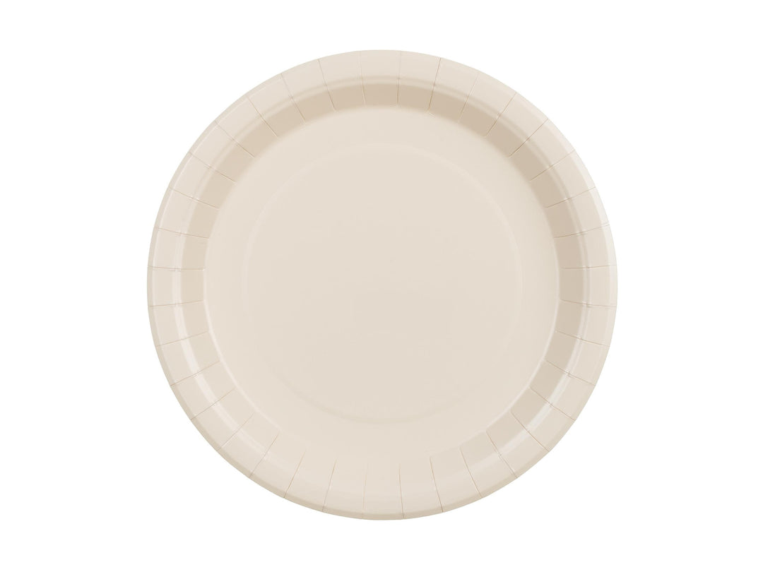 Beige Paper Plates - Round Neutral Party Tableware - 23cm - Neutral Baby Shower Plates - Minimalist Birthday Decor - Pack of 6 - Jolie Fete UK