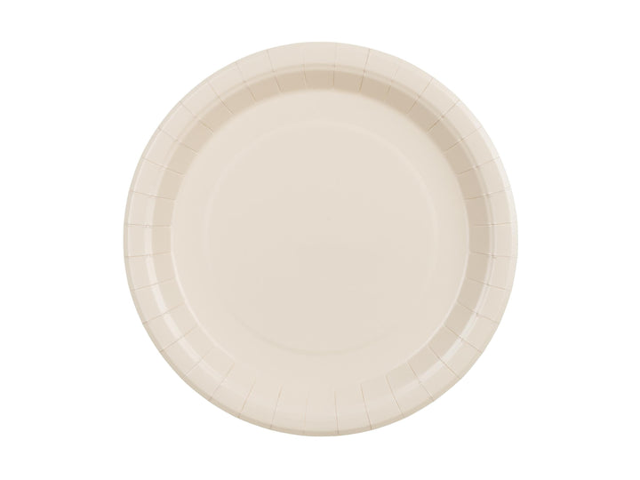 Beige Paper Plates - Round Neutral Party Tableware - 23cm - Neutral Baby Shower Plates - Minimalist Birthday Decor - Pack of 6 - Jolie Fete UK