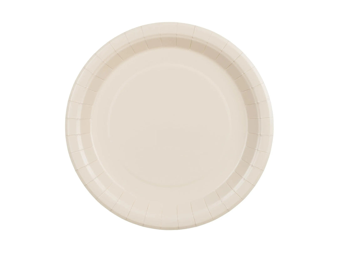 Beige Paper Plates - Round Neutral Party Tableware - 23cm - Neutral Baby Shower Plates - Minimalist Birthday Decor - Pack of 6 - Jolie Fete UK