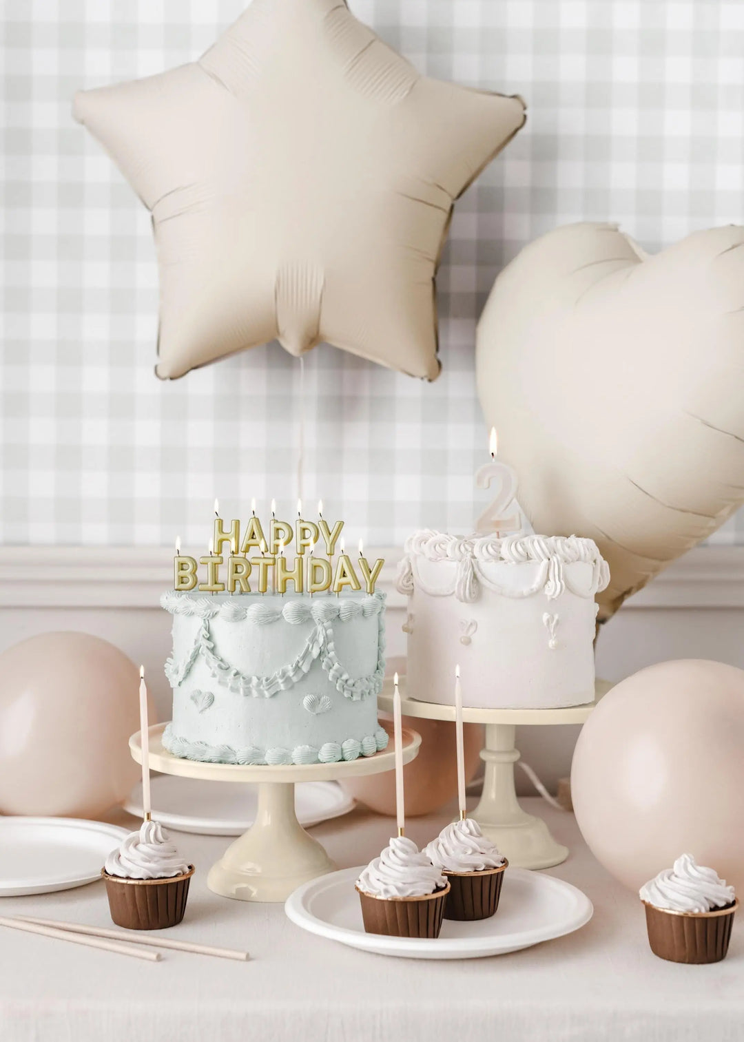 Beige Star Foil Balloon 48cm - Matt Beige Mylar Star Balloon - Twinkle Twinkle Birthday Decor - Baby Shower - Anniversary Party Supplies - Jolie Fete UK