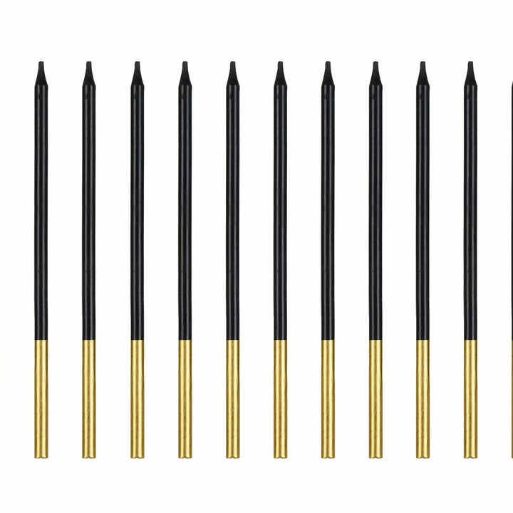 Black Candles - Plain Tall Black Cake Candles - Straight Candles - Black Party Decorations - Birthday Cake Candles - 14cm - Pack Of 12 - Jolie Fete UK