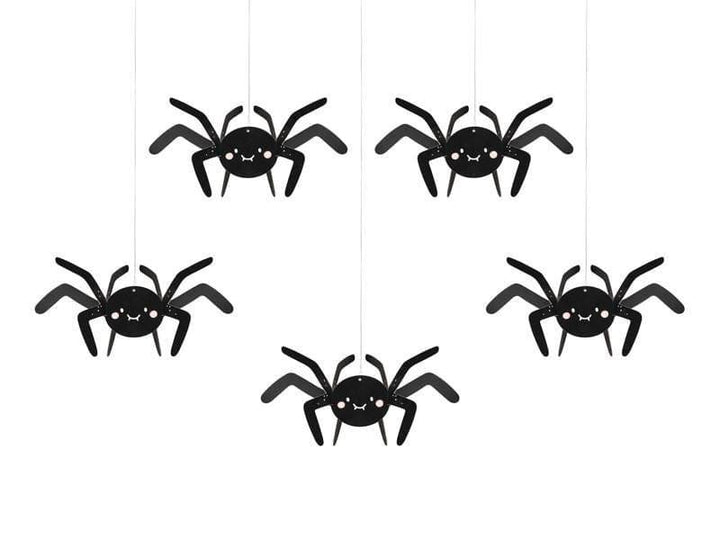 5 Hanging Spiders - Black Spider Decorations - Hanging Halloween Spiders - Halloween Decorations - Cute Halloween - Kids Halloween Party-DIY - Jolie Fete UK
