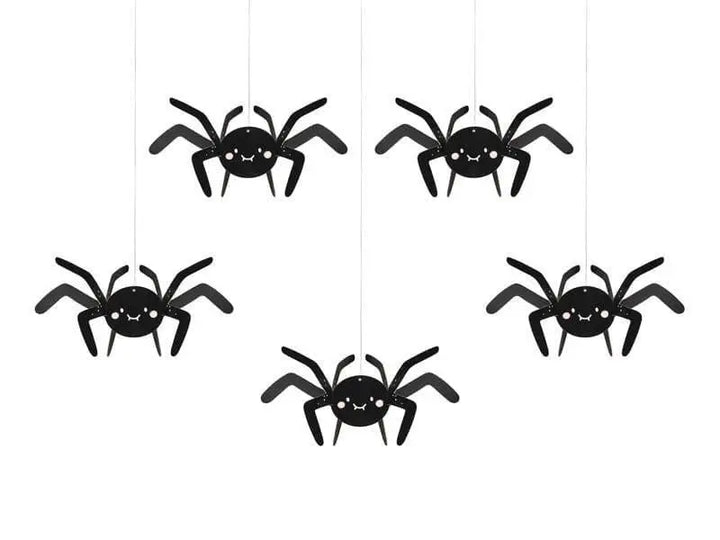 5 Hanging Spiders - Black Spider Decorations - Hanging Halloween Spiders - Halloween Decorations - Cute Halloween - Kids Halloween Party-DIY - Jolie Fete UK