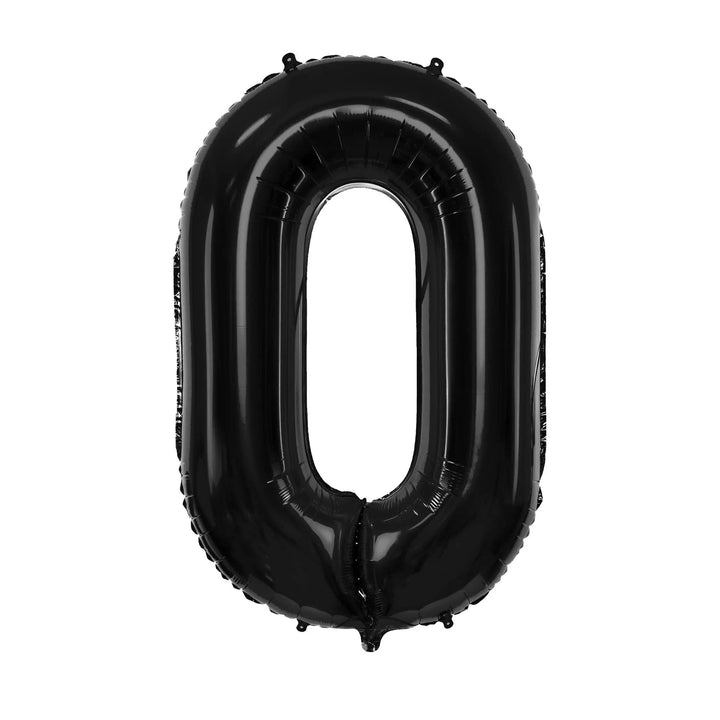 Black Number 0 Balloon 86cm / 34" - Large Matt Black Foil Mylar Digit - 0 Birthday Balloon - 10th - 10 Milestones-Anniversary Party Supplies - Jolie Fete UK