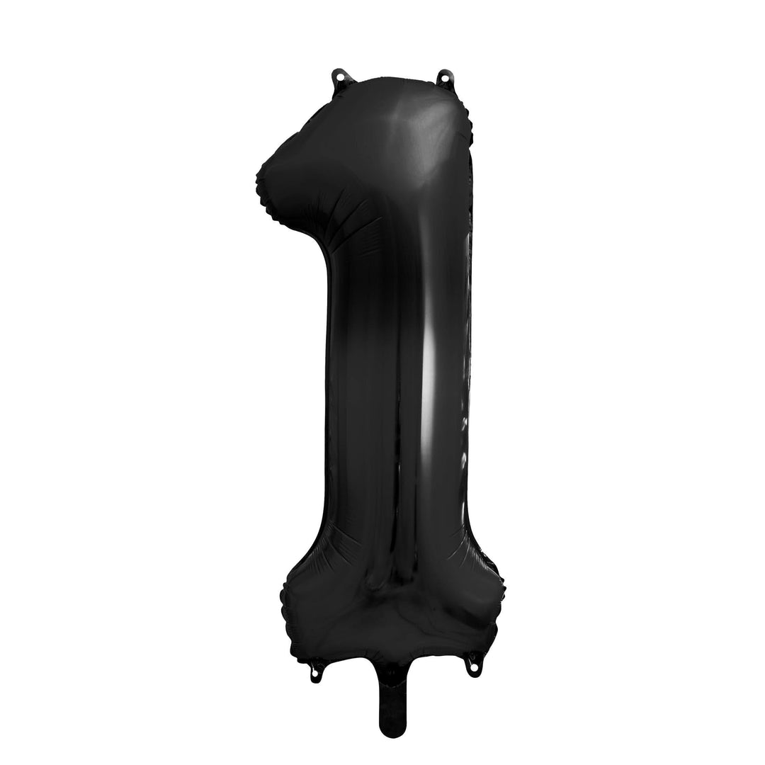 Black Number 1 Balloon 86cm / 34" - Large Matt Black Foil Mylar Digit - 21st Birthday Balloon - 1st - Anniversary Party Supplies - Jolie Fete UK
