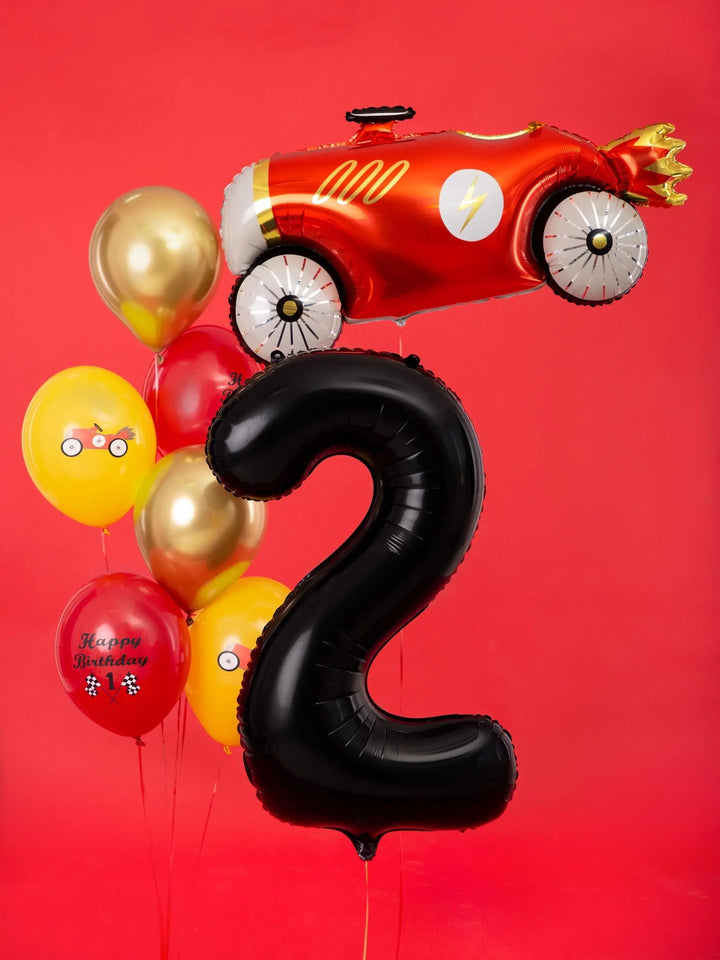 Black Number 2 Balloon 86cm / 34" - Large Matt Black Foil Mylar Digit - 21st Birthday Balloon - 2nd - Anniversary Party Supplies - Jolie Fete UK