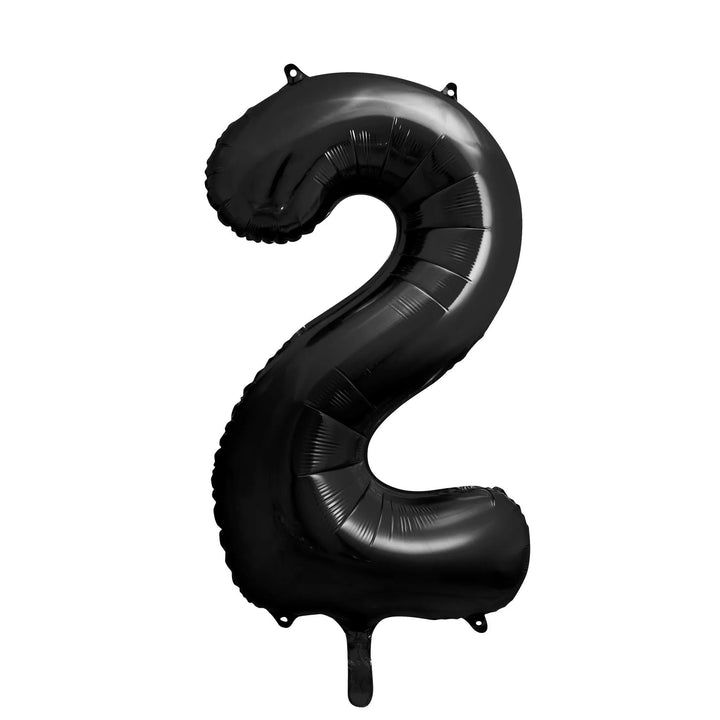 Black Number 2 Balloon 86cm / 34" - Large Matt Black Foil Mylar Digit - 21st Birthday Balloon - 2nd - Anniversary Party Supplies - Jolie Fete UK