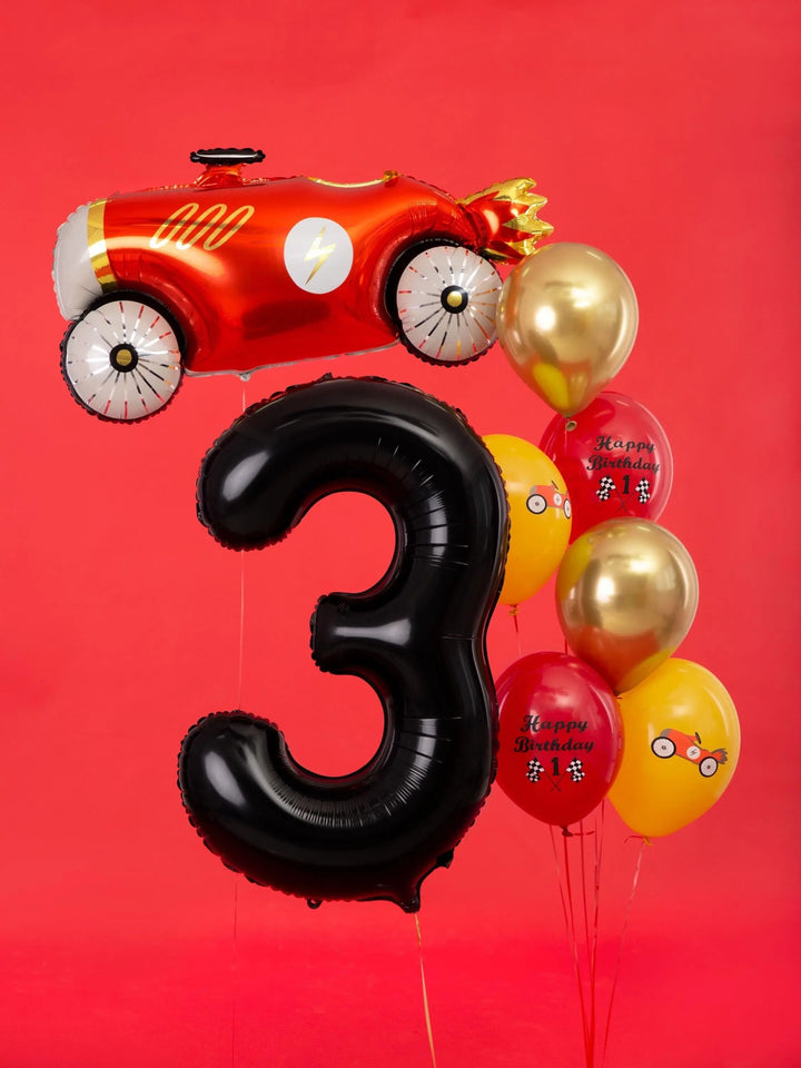 Black Number 3 Balloon 86cm / 34" - Large Matt Black Foil Mylar Digit - 30th Birthday Balloon - 3rd - Anniversary Party Supplies - Jolie Fete UK