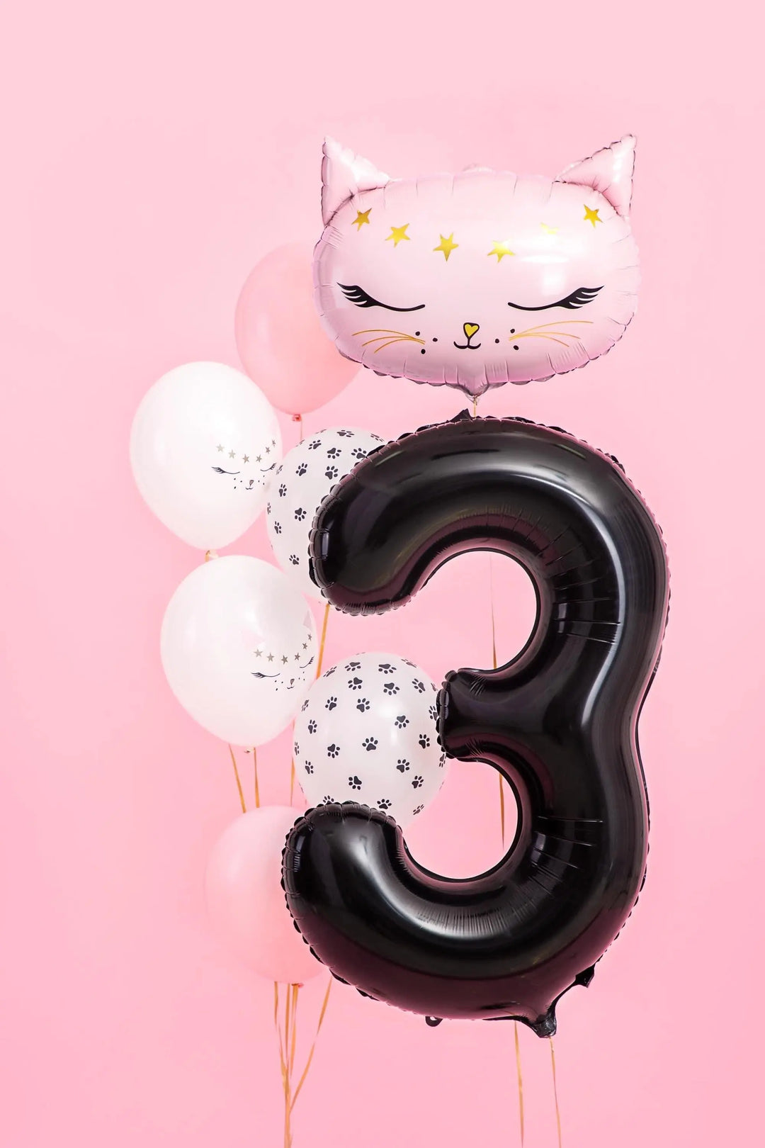 Black Number 3 Balloon 86cm / 34" - Large Matt Black Foil Mylar Digit - 30th Birthday Balloon - 3rd - Anniversary Party Supplies - Jolie Fete UK