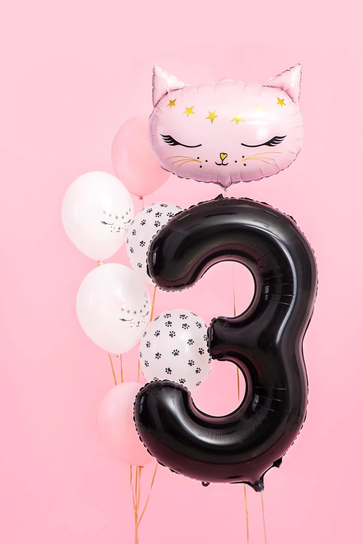 Black Number 3 Balloon 86cm / 34" - Large Matt Black Foil Mylar Digit - 30th Birthday Balloon - 3rd - Anniversary Party Supplies - Jolie Fete UK