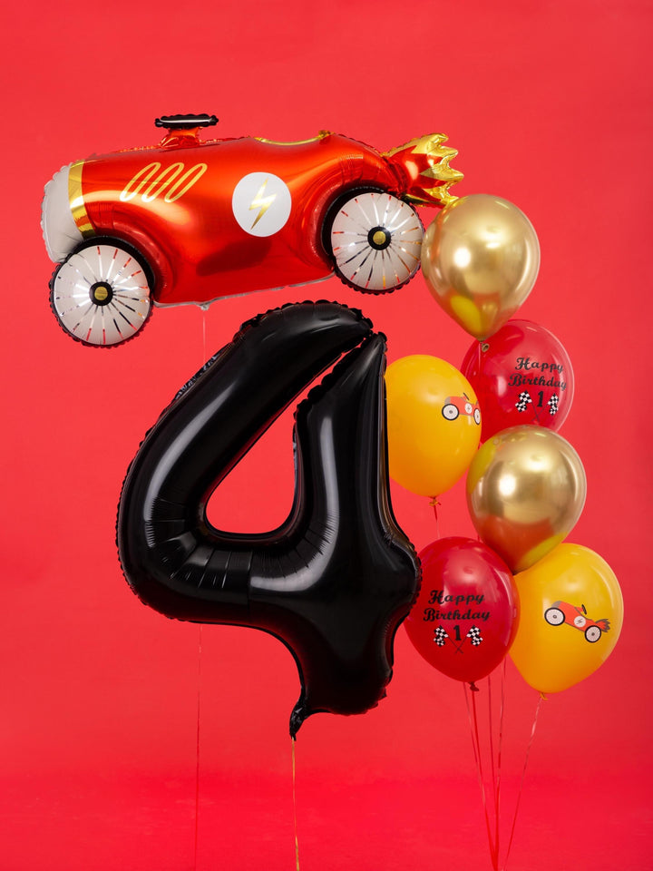 Black Number 4 Balloon 86cm / 34" - Large Matt Black Foil Mylar Digit - 40th Birthday Balloon - 4th - Anniversary Party Supplies - Jolie Fete UK