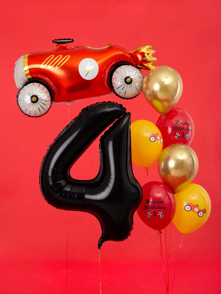 Black Number 4 Balloon 86cm / 34" - Large Matt Black Foil Mylar Digit - 40th Birthday Balloon - 4th - Anniversary Party Supplies - Jolie Fete UK