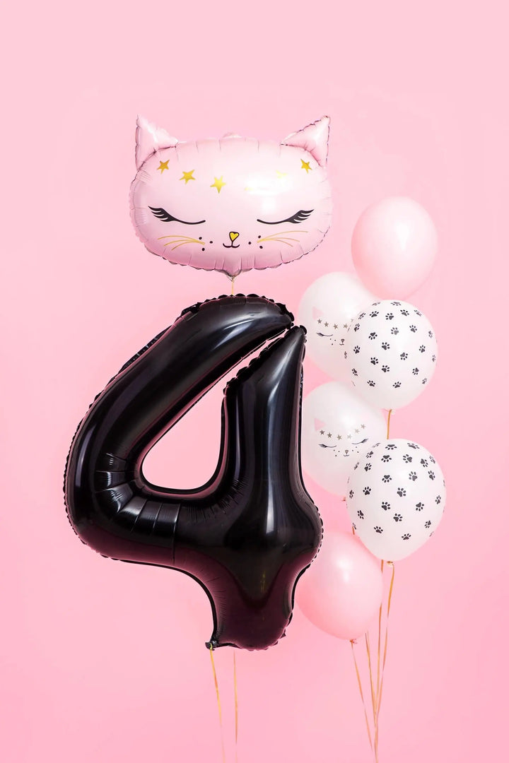 Black Number 4 Balloon 86cm / 34" - Large Matt Black Foil Mylar Digit - 40th Birthday Balloon - 4th - Anniversary Party Supplies - Jolie Fete UK