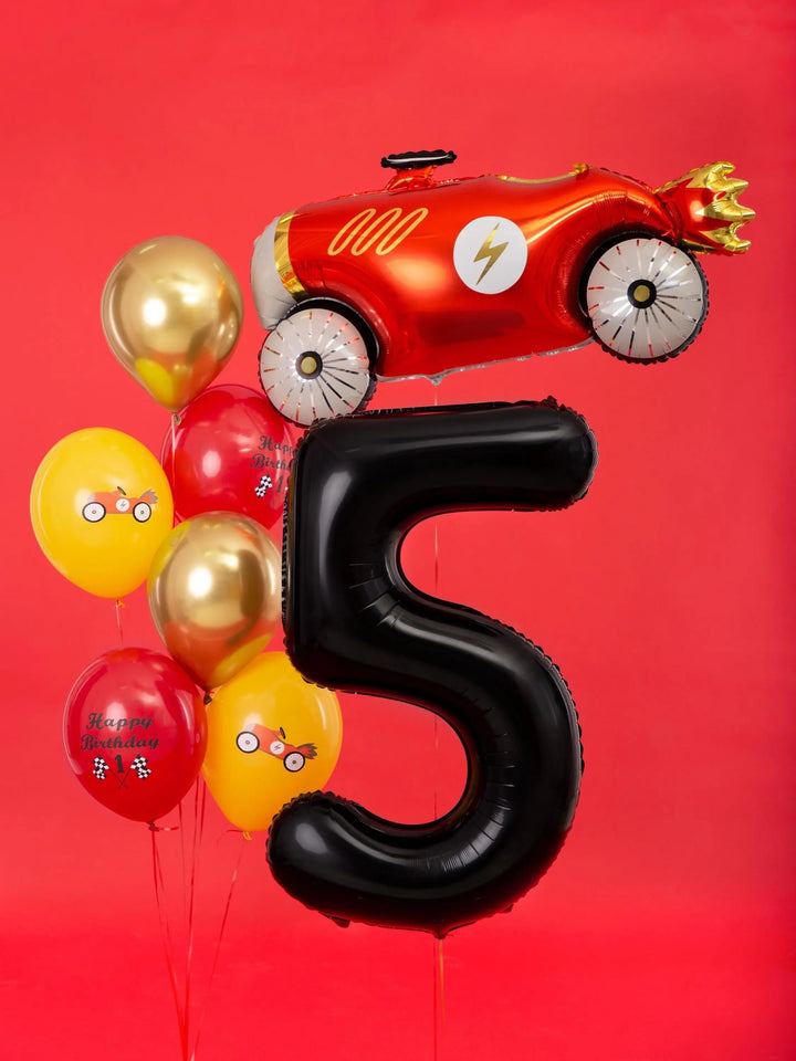 Black Number 5 Balloon 86cm / 34" - Large Matt Black Foil Mylar Digit - 50th Birthday Balloon - 5th - Anniversary Party Supplies - Jolie Fete UK