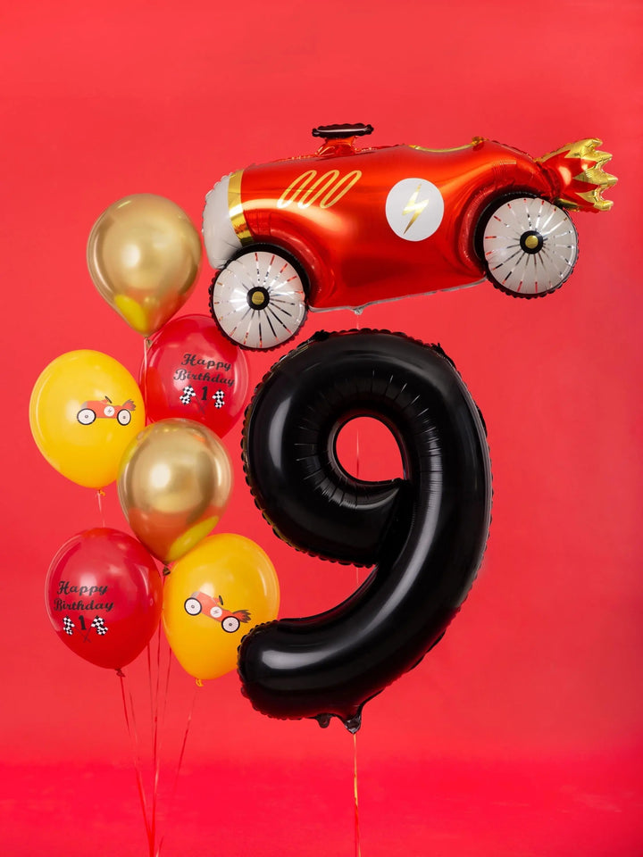 Black Number 9 Balloon 86cm / 34" - Large Matt Black Foil Mylar Digit - 90th Birthday Balloon - 9th - Anniversary Party Supplies - Jolie Fete UK