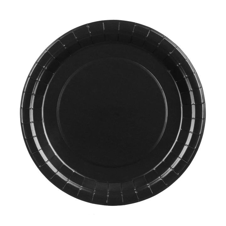 Black Paper Plates 23cm - Black Party Plates - Pirate Birthday Party Tableware - Halloween Treats Plates - Pack of 6 - Jolie Fete UK