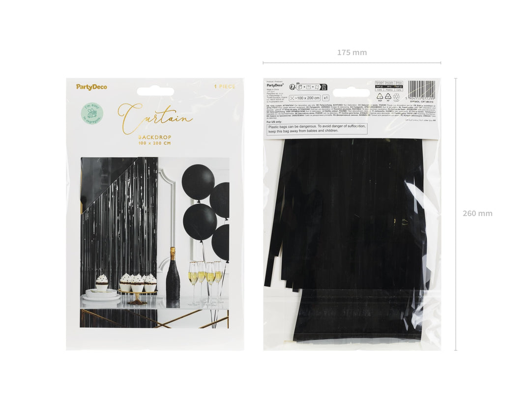 Black Party Curtain - Black Party Backdrop - Kids Birthday Party - Black Party Decorations - Metallic Fringe Curtain-Photo Booth Backdrop - Jolie Fete UK