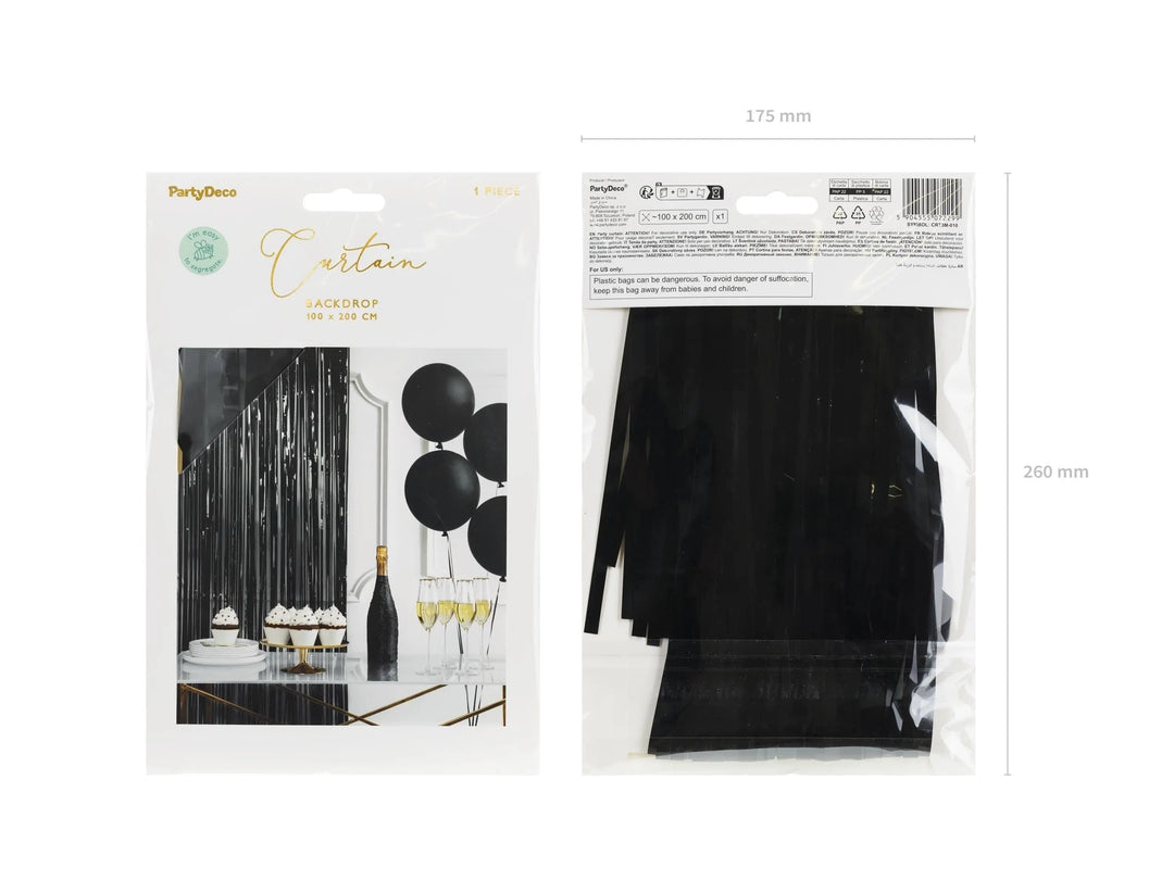 Black Party Curtain - Black Party Backdrop - Kids Birthday Party - Black Party Decorations - Metallic Fringe Curtain-Photo Booth Backdrop - Jolie Fete UK