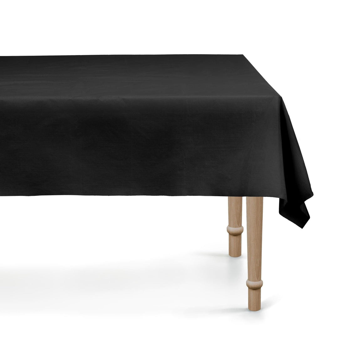 Black Tablecloth 137 x 183 cm - Large Rectangular Black Table Cover - Durable Synthetic Party Tablecloth - Pirate Birthday - Halloween Table - Jolie Fete UK