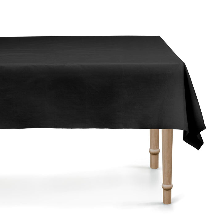 Black Tablecloth 137 x 183 cm - Large Rectangular Black Table Cover - Durable Synthetic Party Tablecloth - Pirate Birthday - Halloween Table - Jolie Fete UK