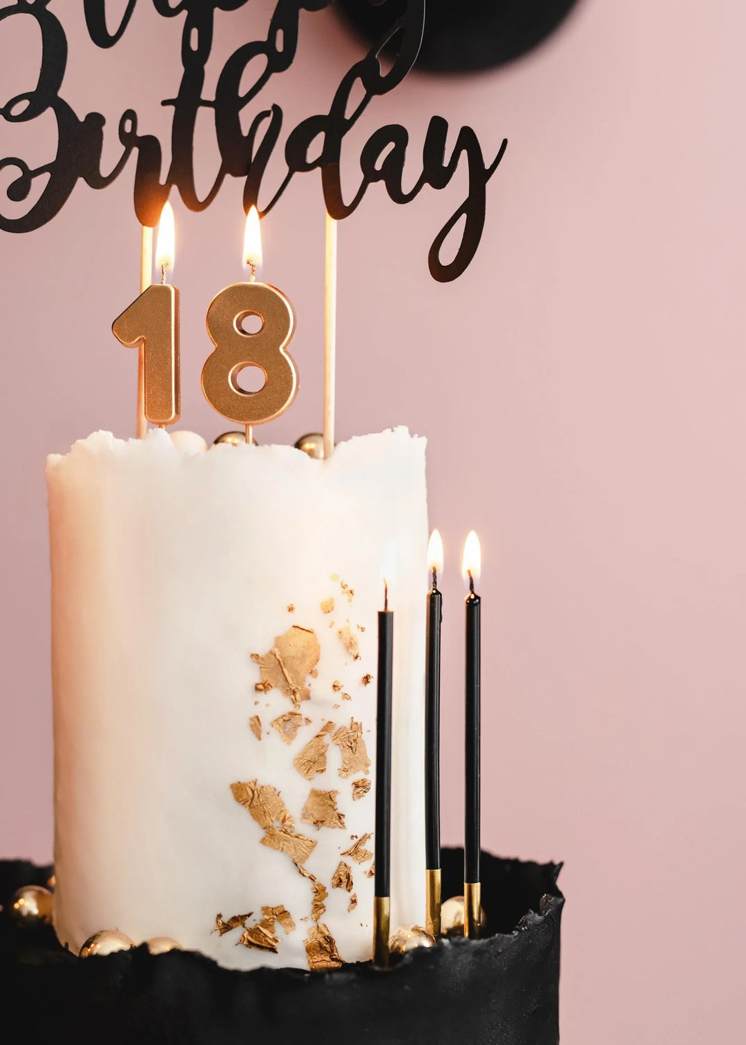 Black Candles - Plain Tall Black Cake Candles - Straight Candles - Black Party Decorations - Birthday Cake Candles - 14cm - Pack Of 12 - Jolie Fete UK
