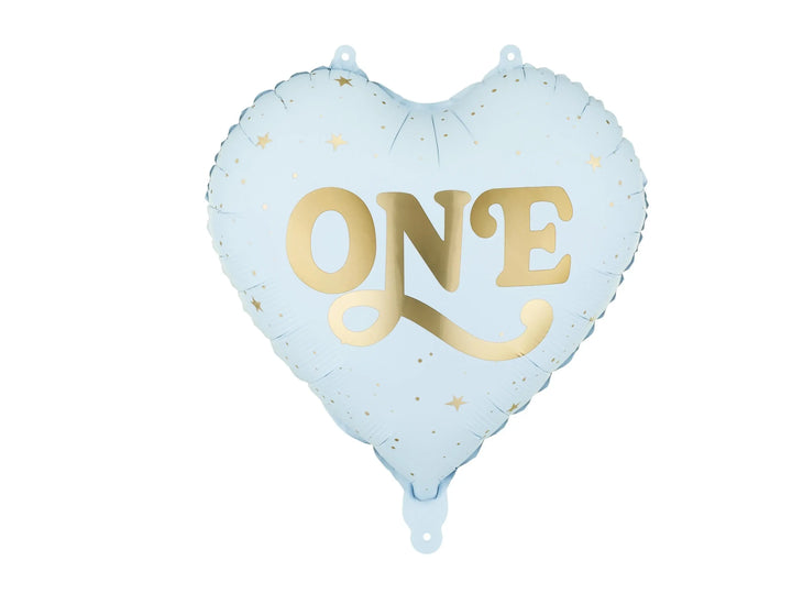 Blue Heart ONE Foil Balloon - Boys 1st Birthday Decoration - One Little Mouse Party Supplies - First Birthday Toddler Milestone Decor - Jolie Fete UK