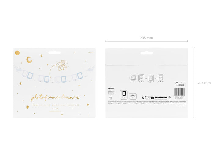 Blue & White Whale Picture Frame Garland - Monthly Baby Milestone Banner - Nautical First Birthday Decor - Ocean Theme Photo Display - Jolie Fete UK