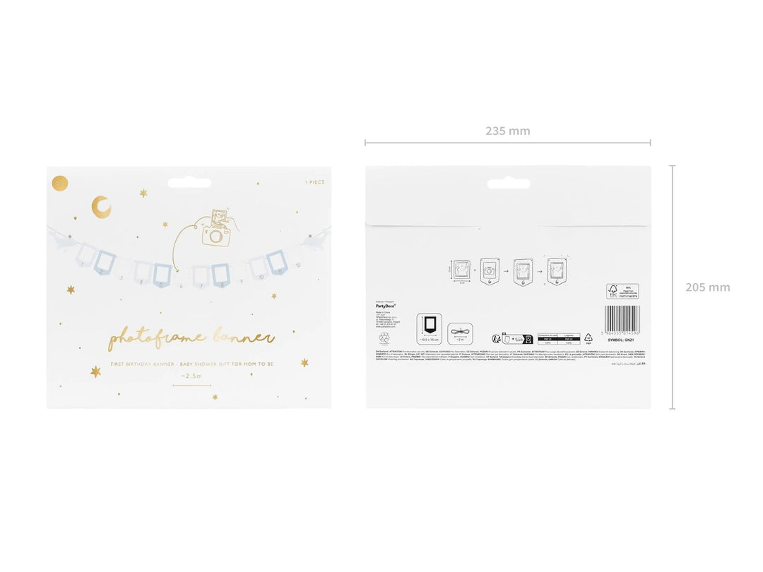 Blue & White Whale Picture Frame Garland - Monthly Baby Milestone Banner - Nautical First Birthday Decor - Ocean Theme Photo Display - Jolie Fete UK