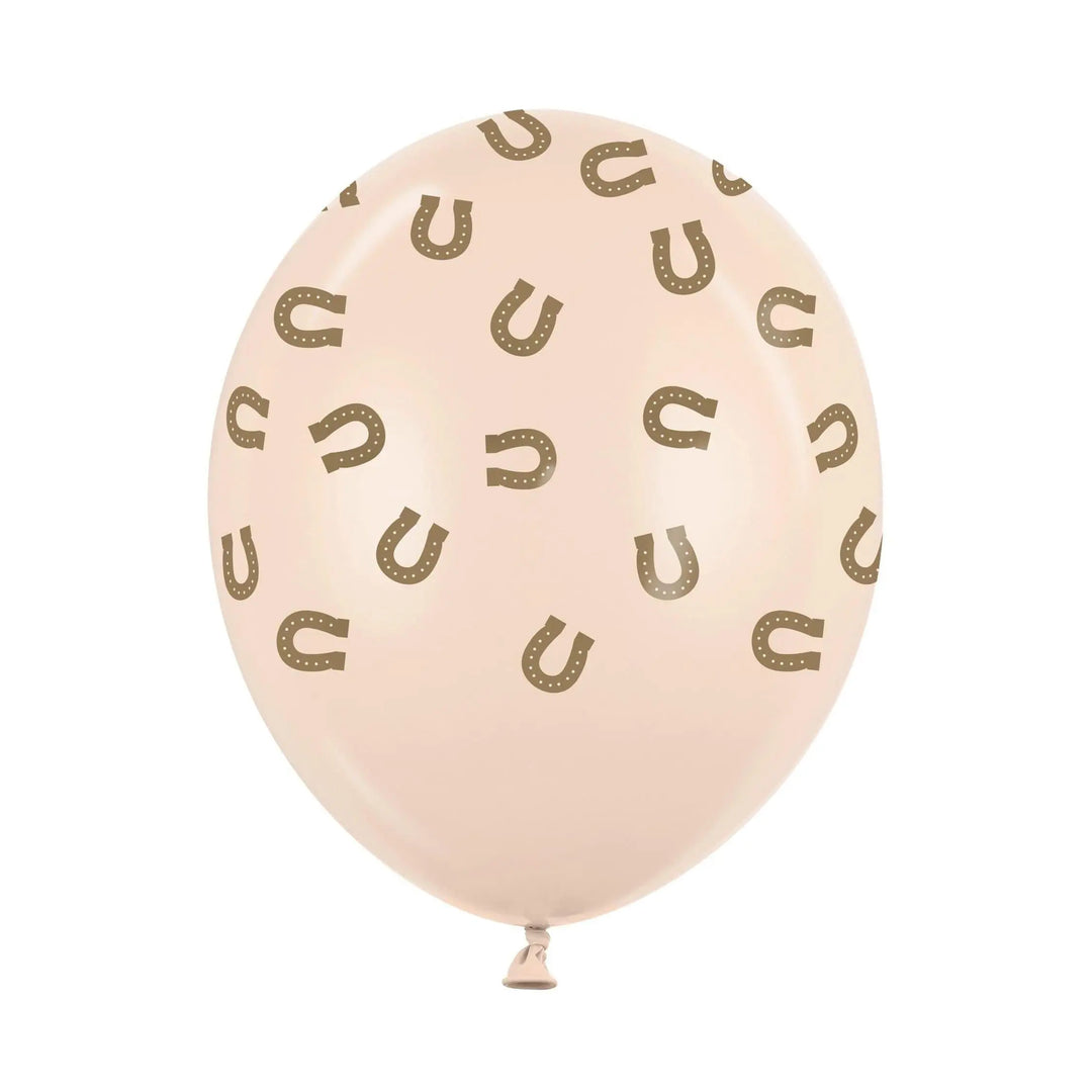 Blush Cream & Brown Horseshoe Balloons - Horse Party Balloons - Birthday Party Decorations - Western Party Theme - Farm Party-30cm Pack Of 6 - Jolie Fete UK