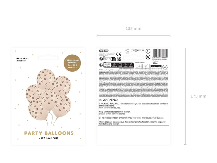 Blush Cream & Brown Horseshoe Balloons - Horse Party Balloons - Birthday Party Decorations - Western Party Theme - Farm Party-30cm Pack Of 6 - Jolie Fete UK