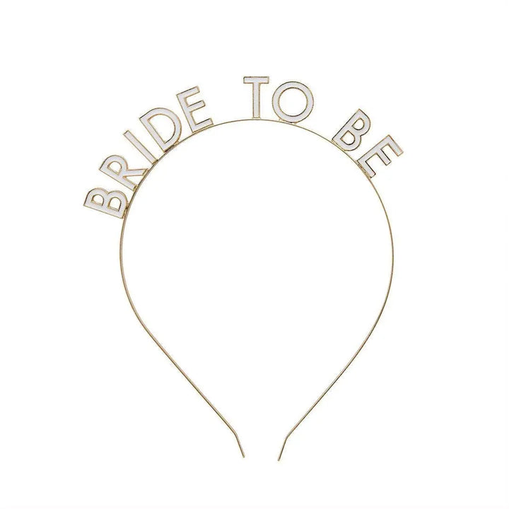 Bride To Be Headband - White & Gold Hen Party Accessory - Modern Bridal Bachelorette Crown - Minimalist Hair Accessory - Hootyballoo - Jolie Fete UK