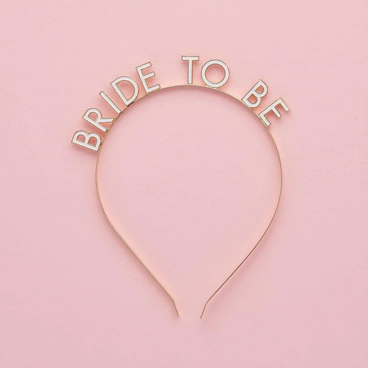 Bride To Be Headband - White & Gold Hen Party Accessory - Modern Bridal Bachelorette Crown - Minimalist Hair Accessory - Hootyballoo - Jolie Fete UK