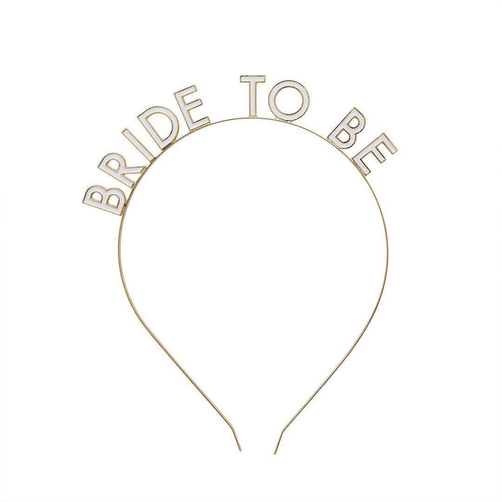Bride To Be Headband - White & Gold Hen Party Accessory - Modern Bridal Bachelorette Crown - Minimalist Hair Accessory - Hootyballoo - Jolie Fete UK