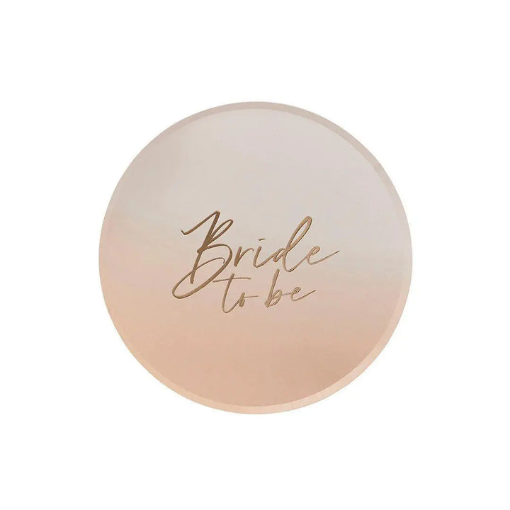 Bride To Be Paper Plates - Peach Ombre & Gold Tableware - Elegant Hen Party Plates - Engagement Party Decor-Hen Do Brunch Supplies-Pack of 8 - Jolie Fete UK