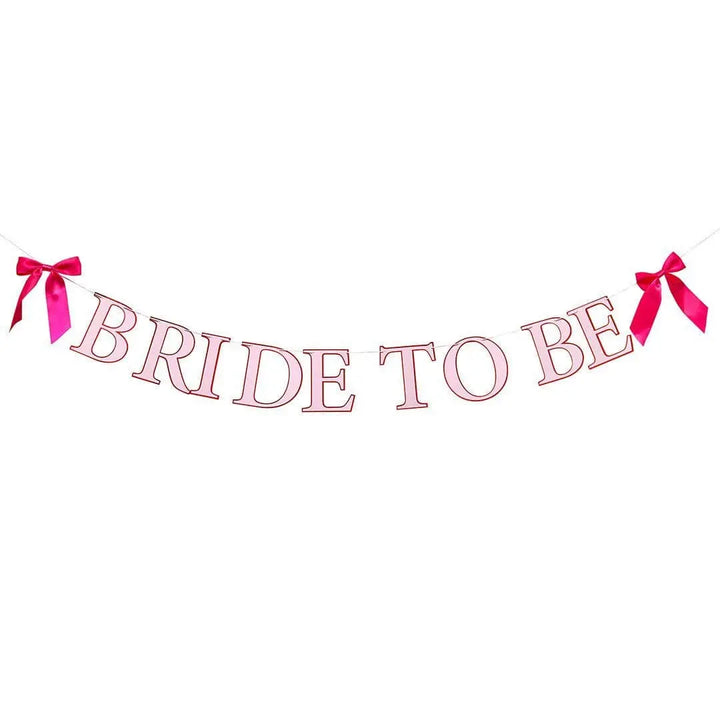 Pink Bride To Be Banner - She’s Tying The Knot Hen Party Bunting - Coquette Theme Decor With Pink Satin Bows - Hootyballoo - 2m - Jolie Fete UK