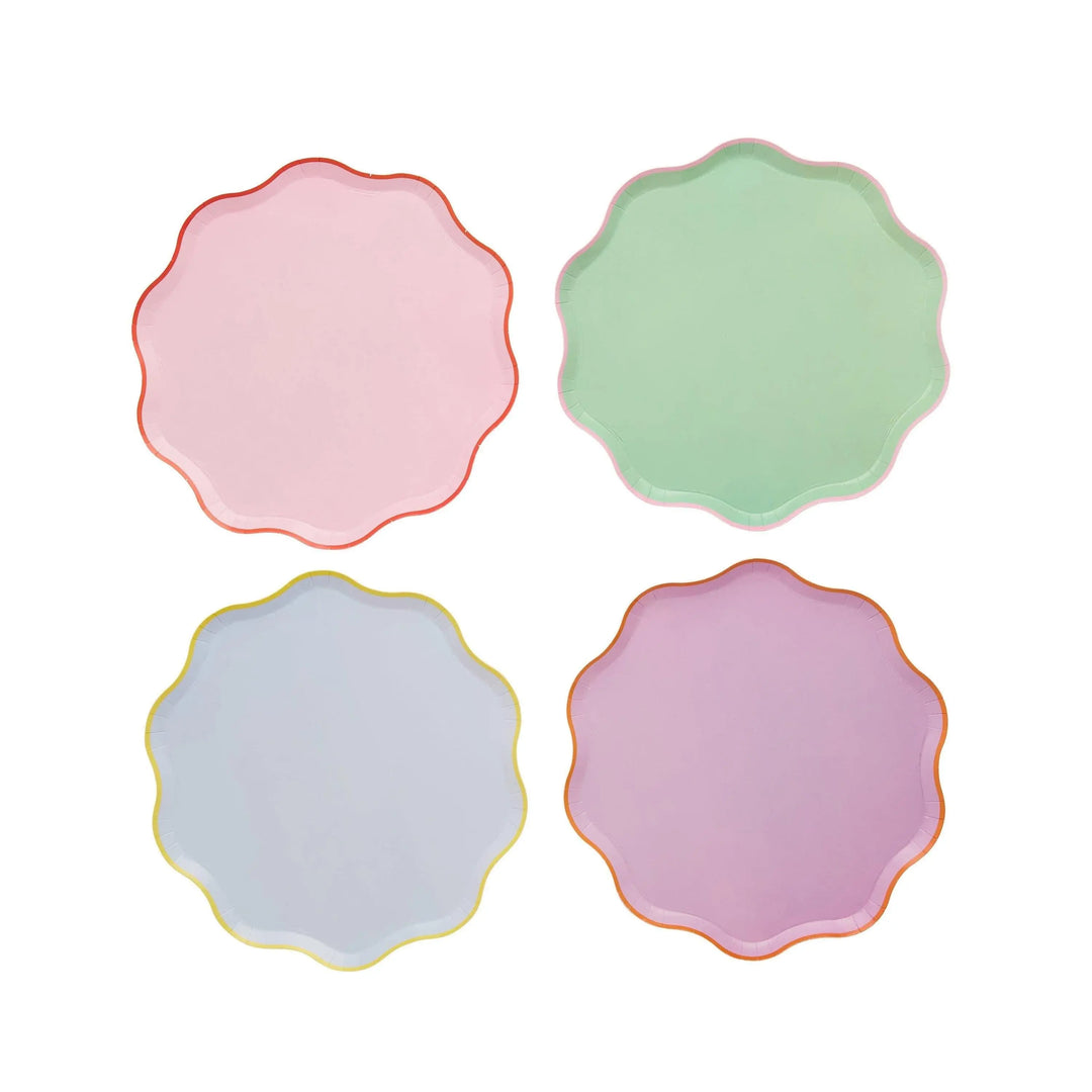 Bright Paper Plates - Scallop Edge Party Plates - Colourful Birthday - Birthday Party Decorations - Rainbow Party Decor - Pack Of 8 - Jolie Fete UK